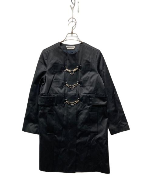 FOXEY NEWYORK（フォクシーニューヨーク）FOXEY NEWYORK (フォクシーニューヨーク) メタルホックナイロンコート ブラック サイズ:38の古着・服飾アイテム