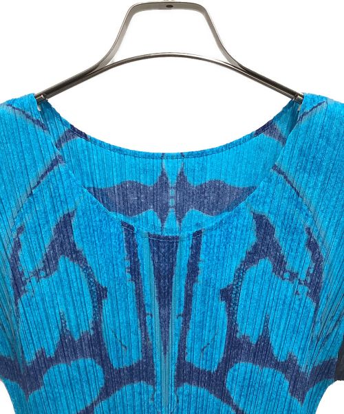 PLEATS PLEASE（プリーツプリーズ）PLEATS PLEASE (プリーツプリーズ) 半袖プリーツカットソー ブルー サイズ:3の古着・服飾アイテム