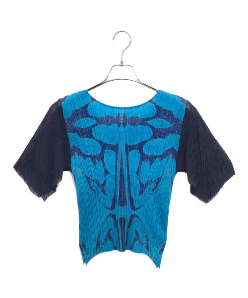 PLEATS PLEASE（プリーツプリーズ）PLEATS PLEASE (プリーツプリーズ) 半袖プリーツカットソー ブルー サイズ:3の古着・服飾アイテム