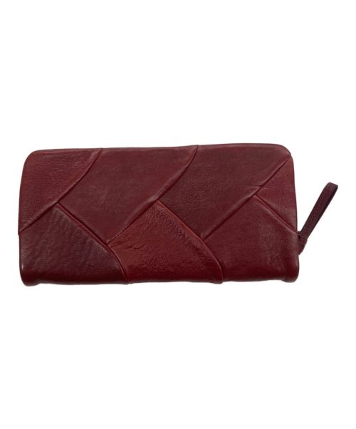 genten（ゲンテン）genten (ゲンテン) ニットキルト／ラウンドファスナー長財布 ボルドーの古着・服飾アイテム