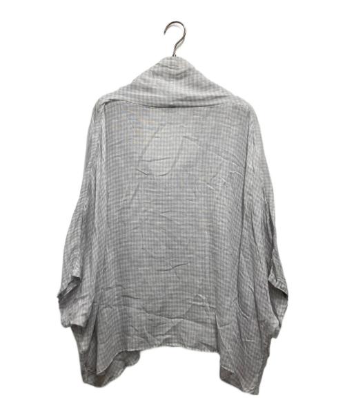 nest Robe（ネストローブ）nest Robe (ネストローブ) リネンガーゼギンガムブラウス グレー サイズ:FREEの古着・服飾アイテム