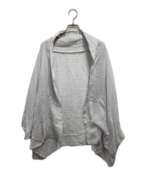 nest Robe（ネストローブ）nest Robe (ネストローブ) リネンガーゼギンガムブラウス グレー サイズ:FREEの古着・服飾アイテム