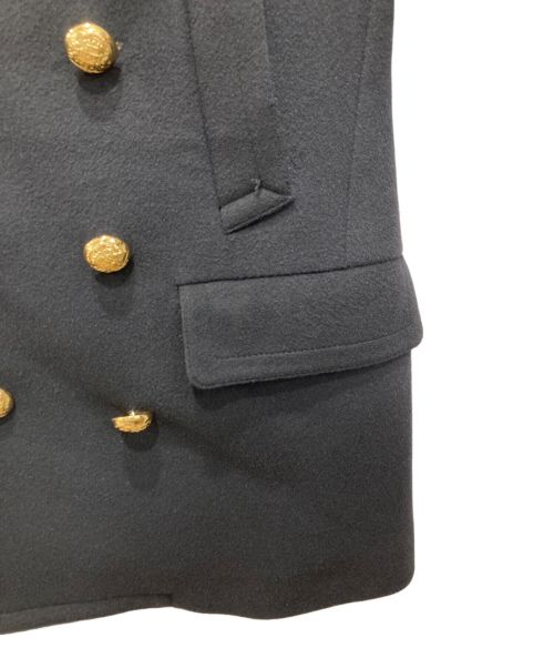 BURBERRY（バーバリー）BURBERRY (バーバリー) ファー付金釦Pコート／Military Pea Coat With Detachable Shearling Collar ブラック サイズ:46の古着・服飾アイテム