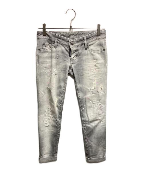 DSQUARED2（ディースクエアード）DSQUARED2 (ディースクエアード) ダメージデニムパンツ グレー サイズ:Sの古着・服飾アイテム