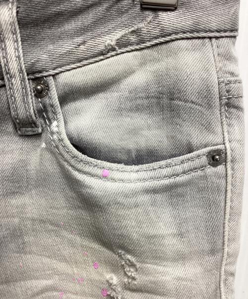 DSQUARED2（ディースクエアード）DSQUARED2 (ディースクエアード) ダメージデニムパンツ グレー サイズ:Sの古着・服飾アイテム