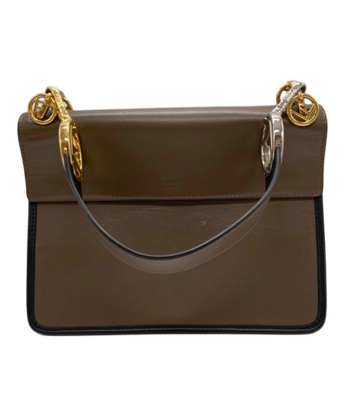 FENDI（フェンディ）FENDI (フェンディ) キャナイエフズッカレザー2WAYショルダーバッグ ブラウンの古着・服飾アイテム