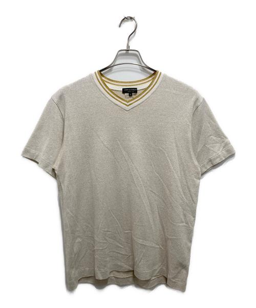 COMME des GARCONS HOMME PLUS（コムデギャルソンオムプリュス）COMME des GARCONS HOMME PLUS (コムデギャルソンオムプリュス) ラメVカットソー ベージュ サイズ:Mの古着・服飾アイテム