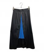 LE CIEL BLEUルシェルブルー）の古着「Color Block Pleated Insert Skirt／カラーブロックプリーツインサートスカート」｜ブラック