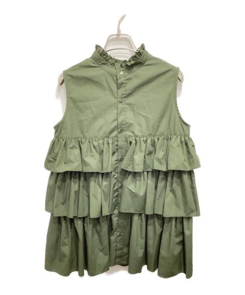 DOUBLE STANDARD CLOTHING（ダブルスタンダードクロージング）DOUBLE STANDARD CLOTHING (ダブルスタンダードクロージング) ノースリーブフリルブラウス カーキ サイズ:36の古着・服飾アイテム