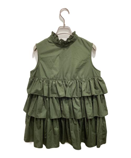 DOUBLE STANDARD CLOTHING（ダブルスタンダードクロージング）DOUBLE STANDARD CLOTHING (ダブルスタンダードクロージング) ノースリーブフリルブラウス カーキ サイズ:36の古着・服飾アイテム