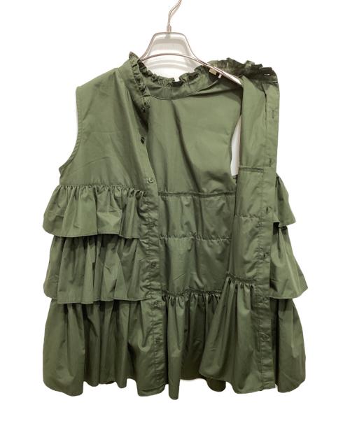 DOUBLE STANDARD CLOTHING（ダブルスタンダードクロージング）DOUBLE STANDARD CLOTHING (ダブルスタンダードクロージング) ノースリーブフリルブラウス カーキ サイズ:36の古着・服飾アイテム