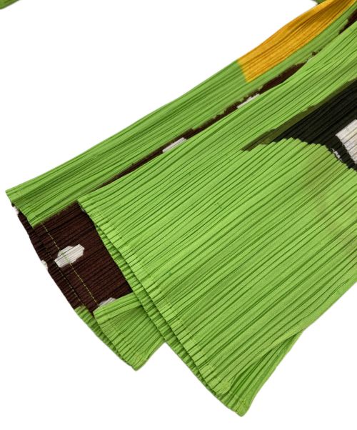 PLEATS PLEASE（プリーツプリーズ）PLEATS PLEASE (プリーツプリーズ) 柄プリーツパンツ グリーン サイズ:SIZE 4の古着・服飾アイテム