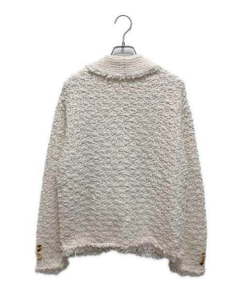 DRAWER（ドゥロワー）DRAWER (ドゥロワー) 3Gツイードスパンコールニットジャケット ホワイト サイズ:-の古着・服飾アイテム