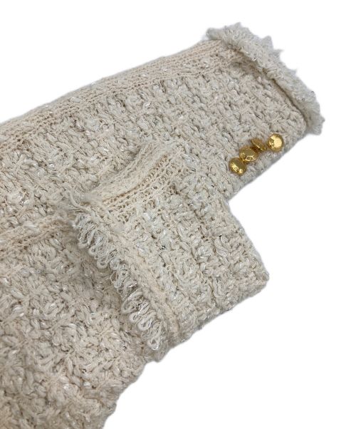 DRAWER（ドゥロワー）DRAWER (ドゥロワー) 3Gツイードスパンコールニットジャケット ホワイト サイズ:-の古着・服飾アイテム