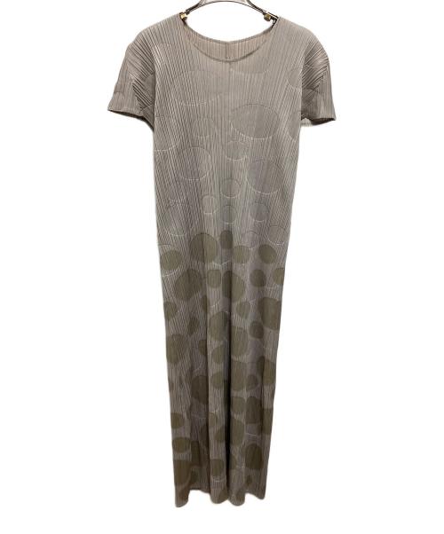 PLEATS PLEASE（プリーツプリーズ）PLEATS PLEASE (プリーツプリーズ) 総柄プリーツワンピース グレー サイズ:Mの古着・服飾アイテム