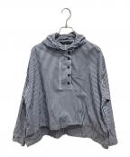 mizuiro-indミズイロインド）の古着「フード付きショートプルオーバー 　ストライプシャツ」｜ブルー
