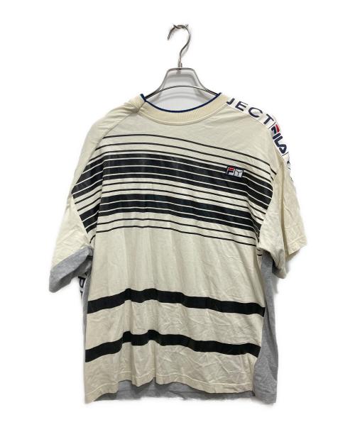 Y. PROJECT（ワイプロジェクト）Y. PROJECT (ワイプロジェクト) FILA (フィラ) REVERSIBLE STRIPE T-SHIRT ベージュ サイズ:XSの古着・服飾アイテム