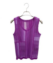 PLEATS PLEASE（プリーツプリーズ）の古着「プリーツノースリーブカットソー」｜パープル