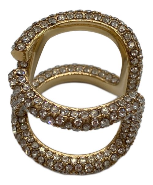 VALENTINO GARAVANI（ヴァレンティノ・ガラヴァーニ）VALENTINO GARAVANI (ヴァレンティノ・ガラヴァーニ) Vロゴ メタル X スワロフスキークリスタル リング ゴールド サイズ:13号の古着・服飾アイテム