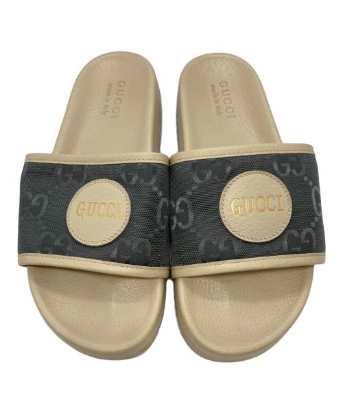 GUCCI（グッチ）GUCCI (グッチ) グリッドスライドサンダル ベージュ×グレー サイズ:7の古着・服飾アイテム