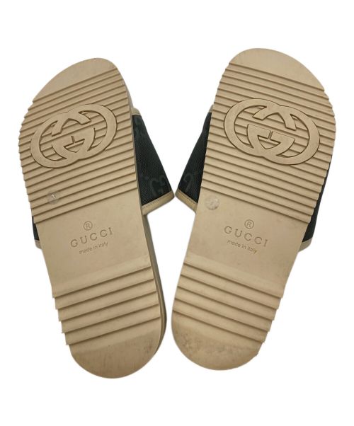 GUCCI（グッチ）GUCCI (グッチ) グリッドスライドサンダル ベージュ×グレー サイズ:7の古着・服飾アイテム