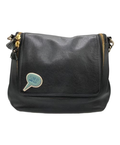 ANYA HINDMARCH（アニヤ・ハインドマーチ）ANYA HINDMARCH (アニヤハインドマーチ) メッセンジャーバッグ ブラックの古着・服飾アイテム