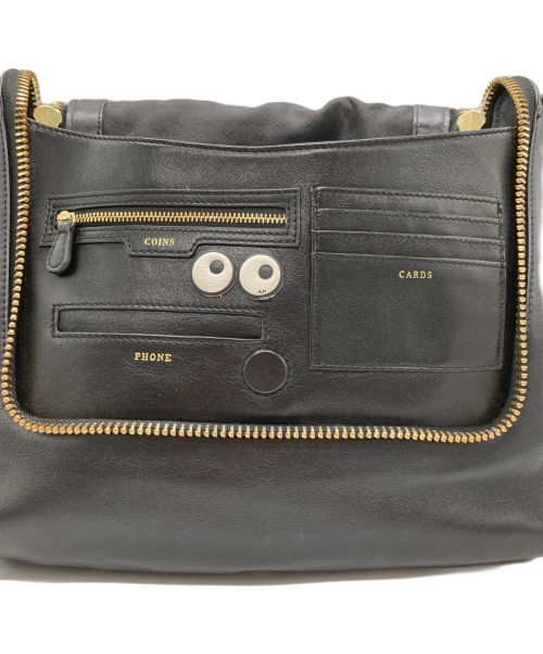 ANYA HINDMARCH（アニヤ・ハインドマーチ）ANYA HINDMARCH (アニヤハインドマーチ) メッセンジャーバッグ ブラックの古着・服飾アイテム