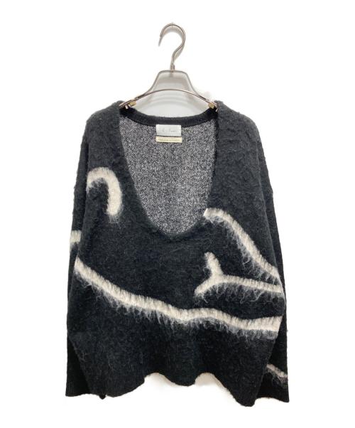 Knuth Marf（クヌースマーフ）Knuth Marf (クヌースマーフ) モヘヤブレンドUネックプルオーバーニット ブラック サイズ:Fの古着・服飾アイテム