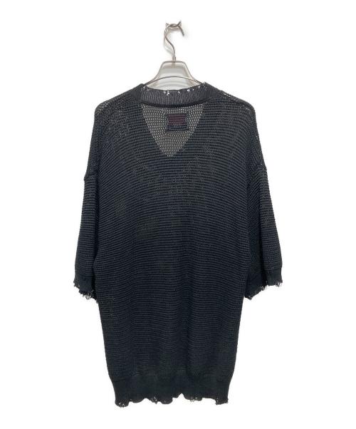 MAISON SPECIAL（メゾンスペシャル）MAISON SPECIAL (メゾンスペシャル) ストローヤーンプライムオーバーダメージメッシュニットVネックTシャツ ブラック サイズ:01の古着・服飾アイテム