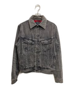 中古・古着通販】HUF (ハフ) スカル刺繍デニムジャケット ブラック
