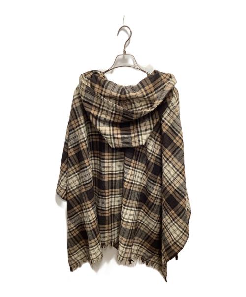O'NEIL OF DUBLIN（オニールオブダブリン）O'NEIL OF DUBLIN (オニールオブダブリン) チェックポンチョ ブラウン サイズ:Freeの古着・服飾アイテム