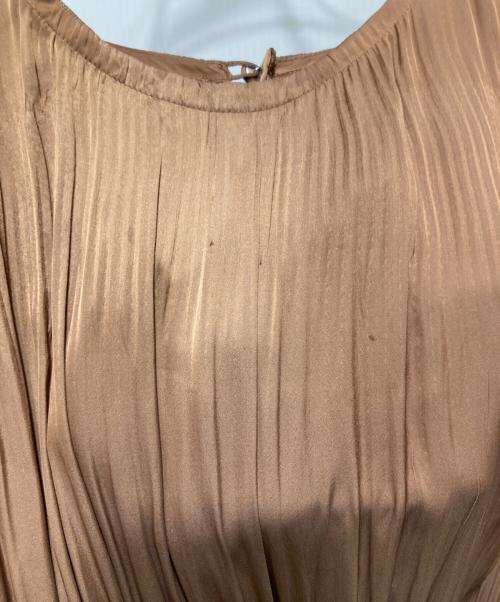 LANVIN en Bleu（ランバンオンブルー）LANVIN en Bleu (ランバンオンブルー) ギャザープリーツワンピース ブラウン サイズ:38の古着・服飾アイテム