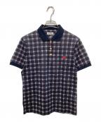 Burberry'sバーバリー）の古着「半袖チェック柄ポロシャツ」｜ネイビー