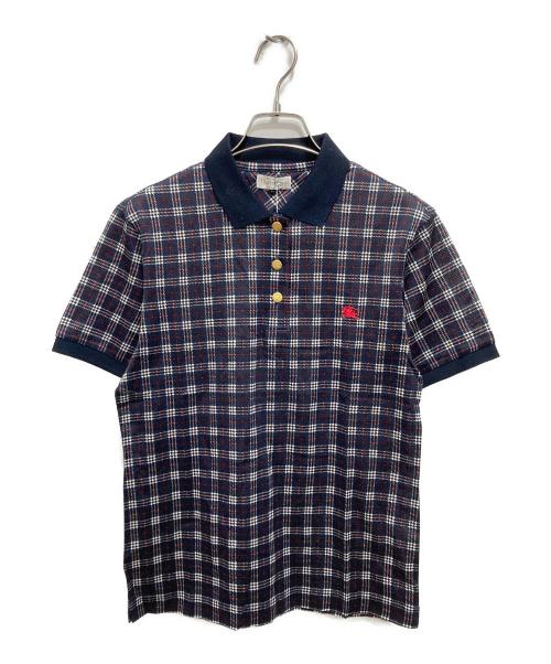 Burberry's（バーバリー）Burberry's (バーバリーズ) 半袖チェック柄ポロシャツ ネイビー サイズ:Mの古着・服飾アイテム