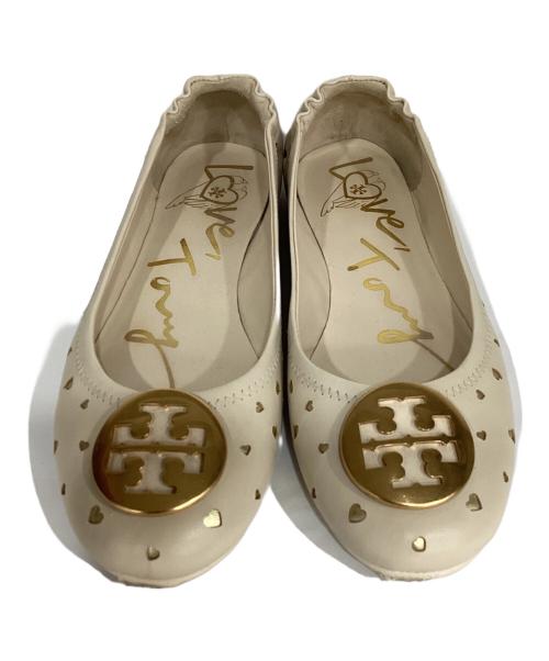 TORY BURCH（トリーバーチ）TORY BURCH (トリーバーチ) ハートパンチングバレエシューズ ベージュ サイズ:7 1/2の古着・服飾アイテム