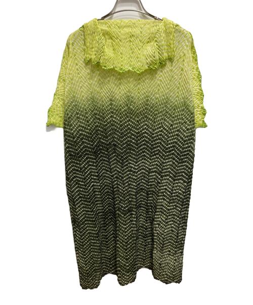 PLEATS PLEASE（プリーツプリーズ）PLEATS PLEASE (プリーツプリーズ) グラデーションセーラーカラープリーツワンピース イエロー×グリーン サイズ:Mの古着・服飾アイテム