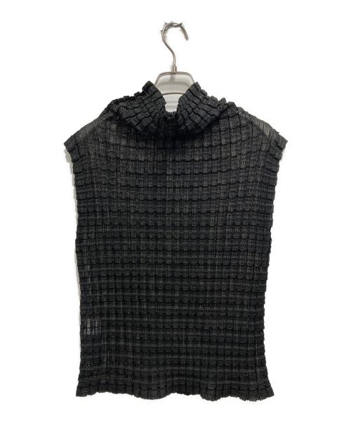 me ISSEY MIYAKE（ミーイッセイ ミヤケ）me ISSEY MIYAKE (ミーイッセイ ミヤケ) ノースリーブプリーツハイネックカットソー ブラック サイズ:FREEの古着・服飾アイテム