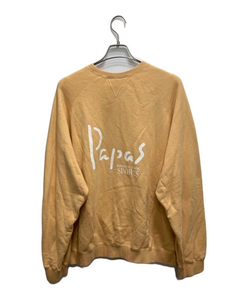 PAPAS（パパス）PAPAS (パパス) ロゴラグランスリーブスウェット イエロー サイズ:XLの古着・服飾アイテム