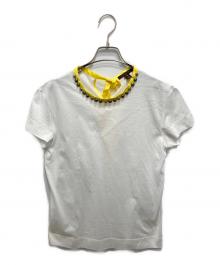 LOUIS VUITTON（ルイ ヴィトン）の古着「ボウタイスタッズSSカットソー」｜ホワイト×イエロー