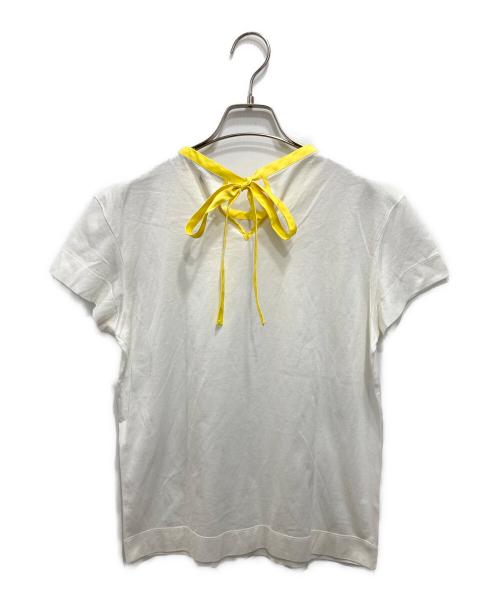 LOUIS VUITTON（ルイ ヴィトン）LOUIS VUITTON (ルイ ヴィトン) ボウタイスタッズSSカットソー ホワイト×イエロー サイズ:XSの古着・服飾アイテム