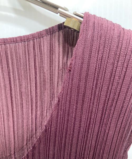 PLEATS PLEASE（プリーツプリーズ）PLEATS PLEASE (プリーツプリーズ) サイドスリットノースリーブプリーツワンピース ワインレッド サイズ:Ｌの古着・服飾アイテム