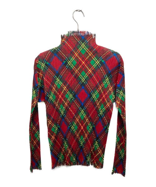 PLEATS PLEASE（プリーツプリーズ）PLEATS PLEASE (プリーツプリーズ) ガーゴイルフリンジプリーツカットソー レッド サイズ:３の古着・服飾アイテム