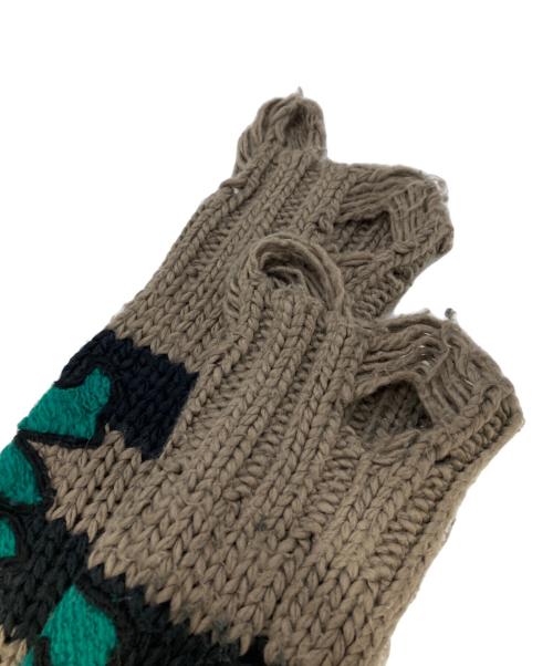 Hysteric Glamour（ヒステリックグラマー）Hysteric Glamour (ヒステリックグラマー) クラッシュ袖ロゴセーター グレー×ブラック サイズ:FREEの古着・服飾アイテム