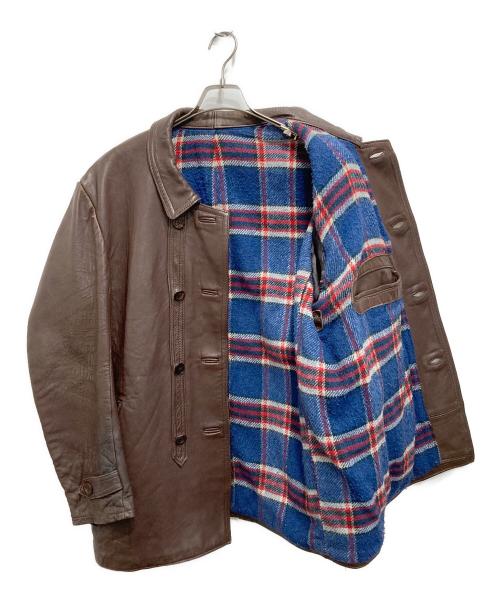 GVF IMPERCUIR GRAULHET（ジーブイエフ）GVF IMPERCUIR GRAULHET (ジーブイエフ) コルビジェレザージャケット ブラウン サイズ:表記なしの古着・服飾アイテム