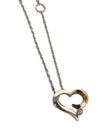 STAR JEWELRY（スタージュエリー）の古着「ダイヤハート ムーン ネックレス」｜ホワイト×ゴールド