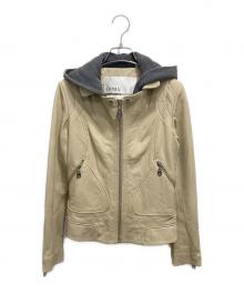 DOMA（ドマ）の古着「フードドッキングレザージャケット」｜ベージュ