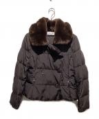 MaxMaraマックスマーラ）の古着「白タグ ラビットファーハイネックショート中綿ジャケット」｜ブラウン