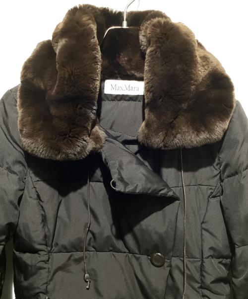 MaxMara（マックスマーラ）MaxMara (マックスマーラ) 白タグ ラビットファーハイネックショート中綿ジャケット ブラウン サイズ:Lの古着・服飾アイテム