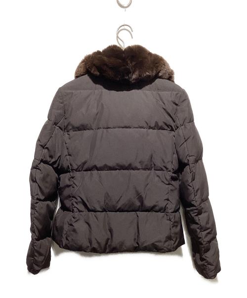 MaxMara（マックスマーラ）MaxMara (マックスマーラ) 白タグ ラビットファーハイネックショート中綿ジャケット ブラウン サイズ:Lの古着・服飾アイテム