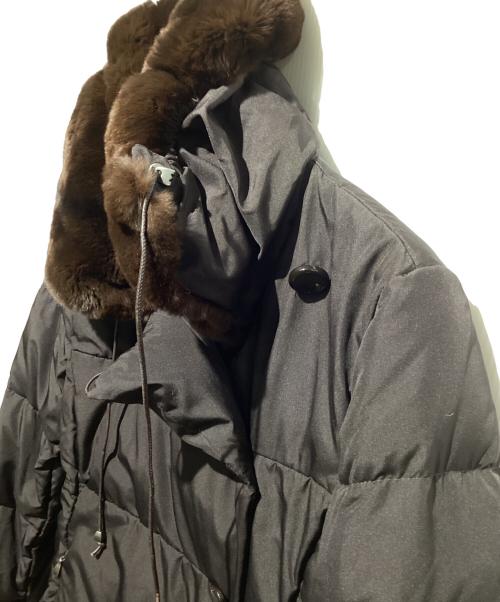 MaxMara（マックスマーラ）MaxMara (マックスマーラ) 白タグ ラビットファーハイネックショート中綿ジャケット ブラウン サイズ:Lの古着・服飾アイテム